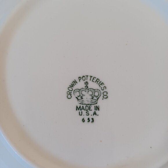 Crown Potteries Co. Vintage Serving Bowl Dish Made In USA 653 Floral Bouquet - Picture 5 of 7